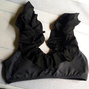 Anthropologie swim top, size M, slate and black